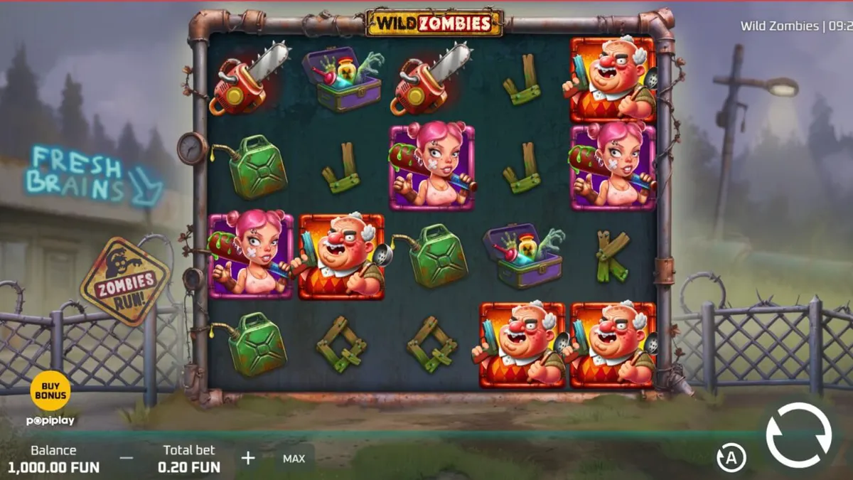 Tampilan layar permainan slot Wild Zombies pada perangkat mobile.