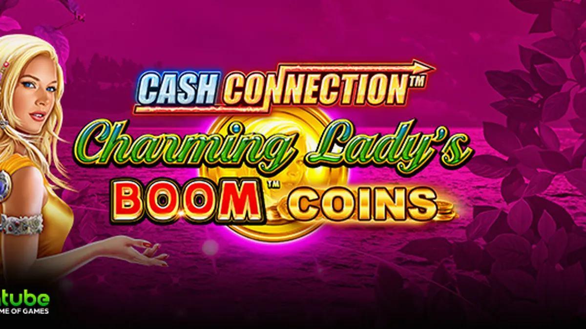 Tampilan visual mesin slot Cash Connection Charming Lady's Boom Coins