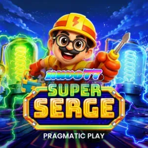 Tampilan antarmuka permainan slot Super Serge dengan karakter robot teknisi.