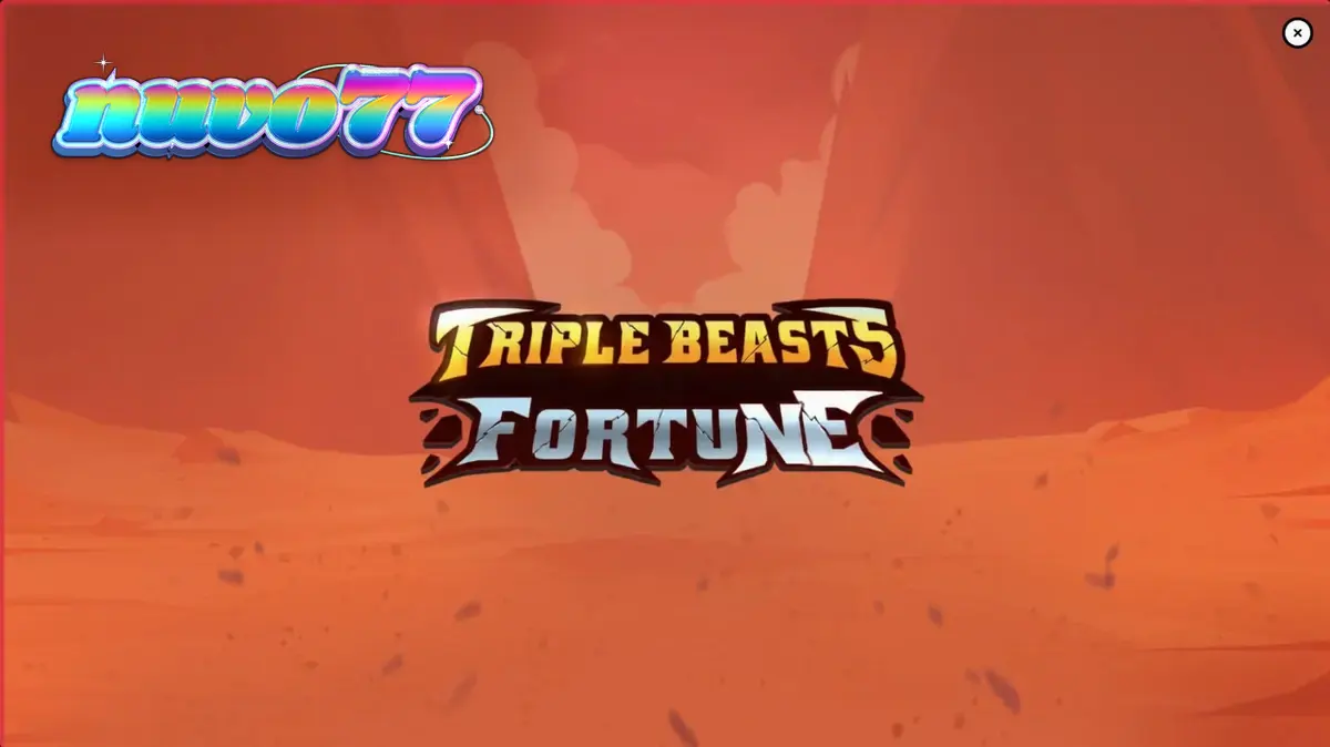 Tampilan visual slot Triple Beasts of Fortune dengan latar belakang ngarai prasejarah.